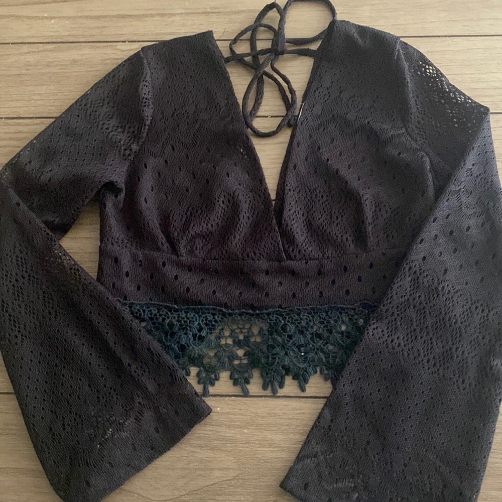 Very cute black crop top lace size small